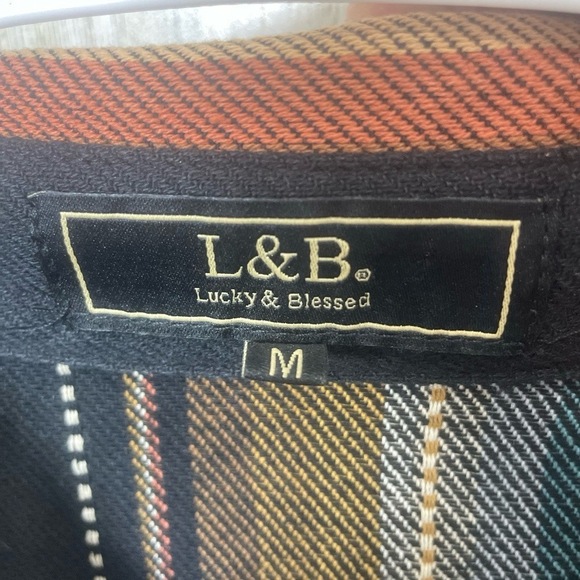 L & B Lucky & Blessed Serape Button Up size M Lace Up Western Rodeo - Picture 8 of 13